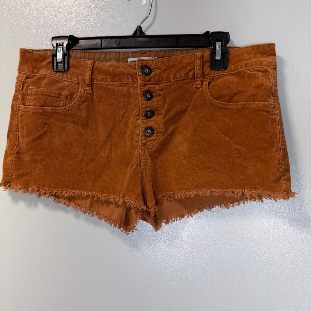 Roxy Womens Burnt Orange Corduroy Frayed Hem Button Fly Shorts Size 11